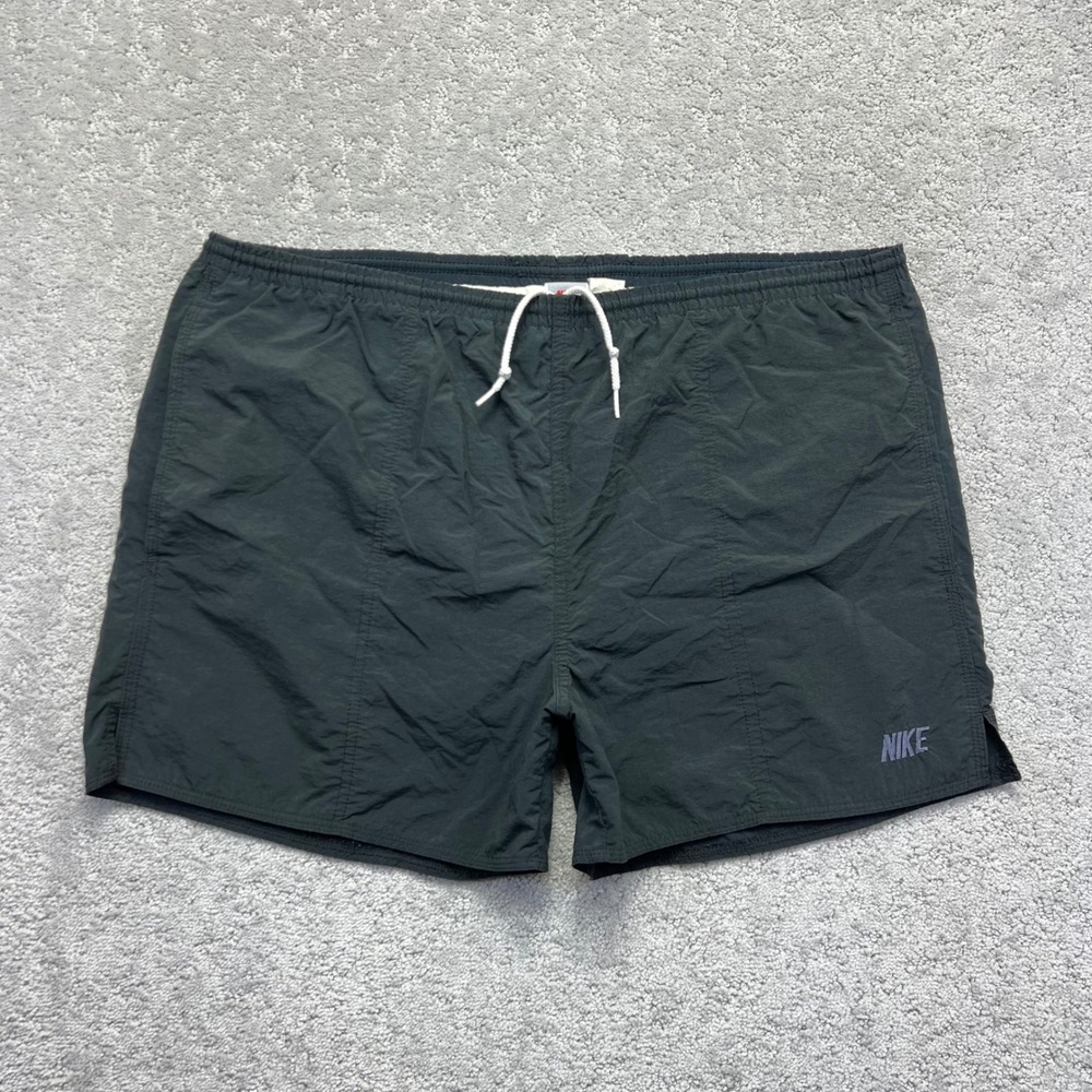 VINTAGE‎ 80s Nike Shorts Mens Large Black Nylon Brief Lined Board Swim Swoosh